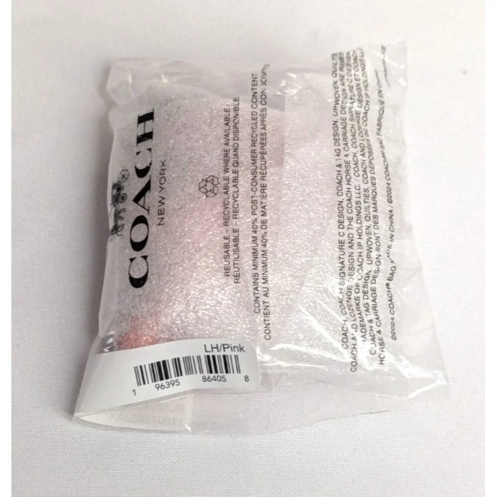 NWT Coach Bunny Rabbit Bag Charm Keychain Fob Silver / Coral Pink CBH21 - Picture 6 of 6